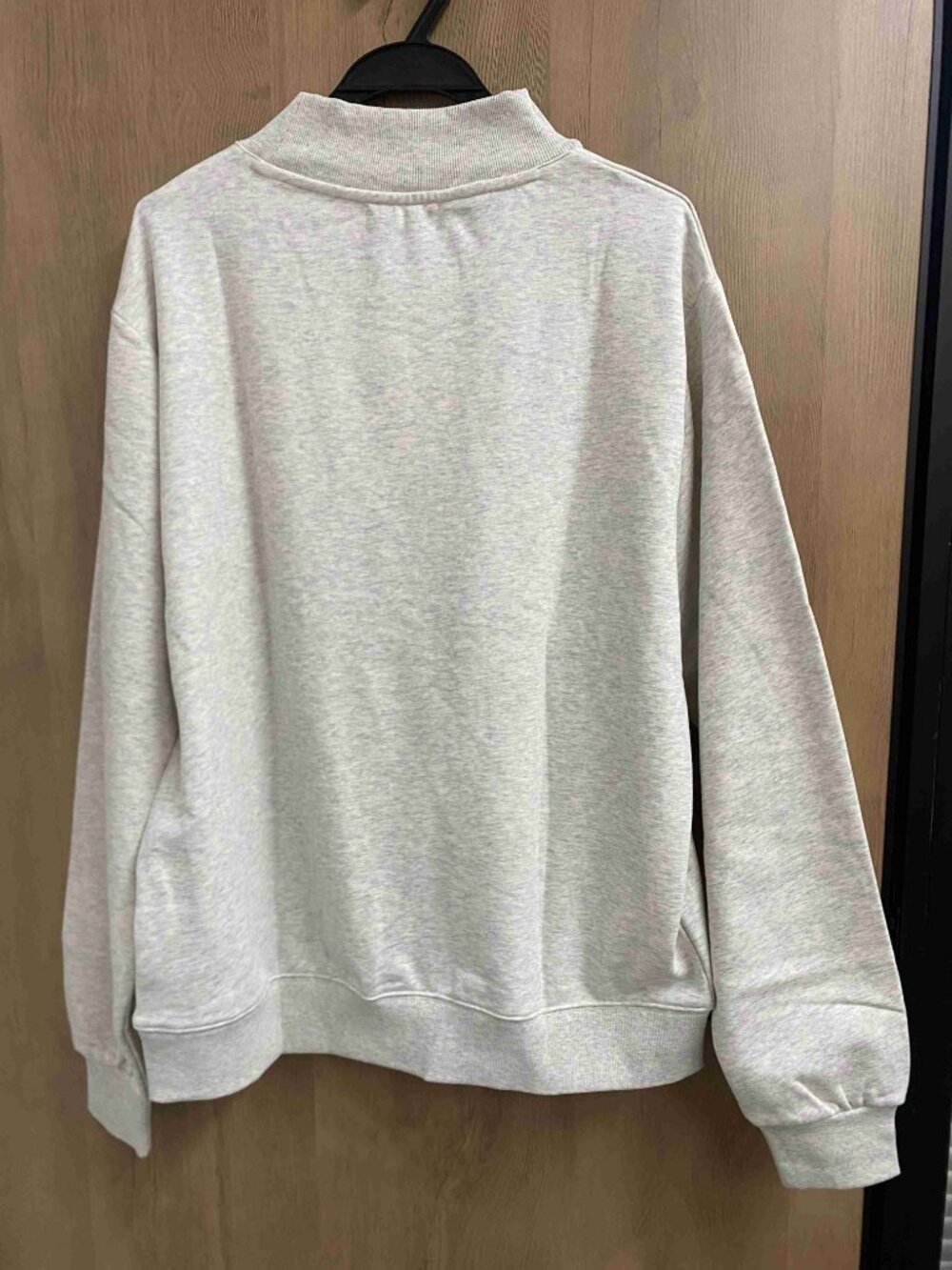 PARKE Varsity Mock Neck Heather Gray Sweatshirt - Picture 6 of 7